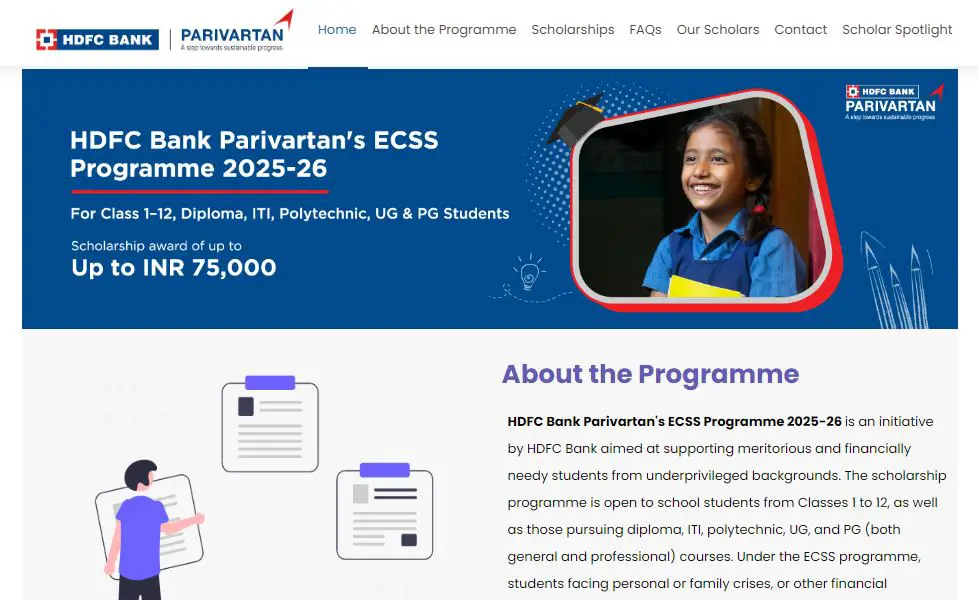 HDFC Bank Parivartan Scholarship 2025 